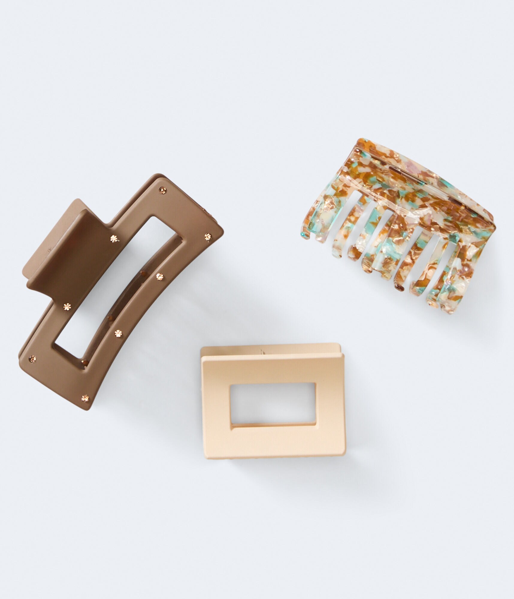 Mixed Shape Neutral Claw Hair Clip 3-Pack