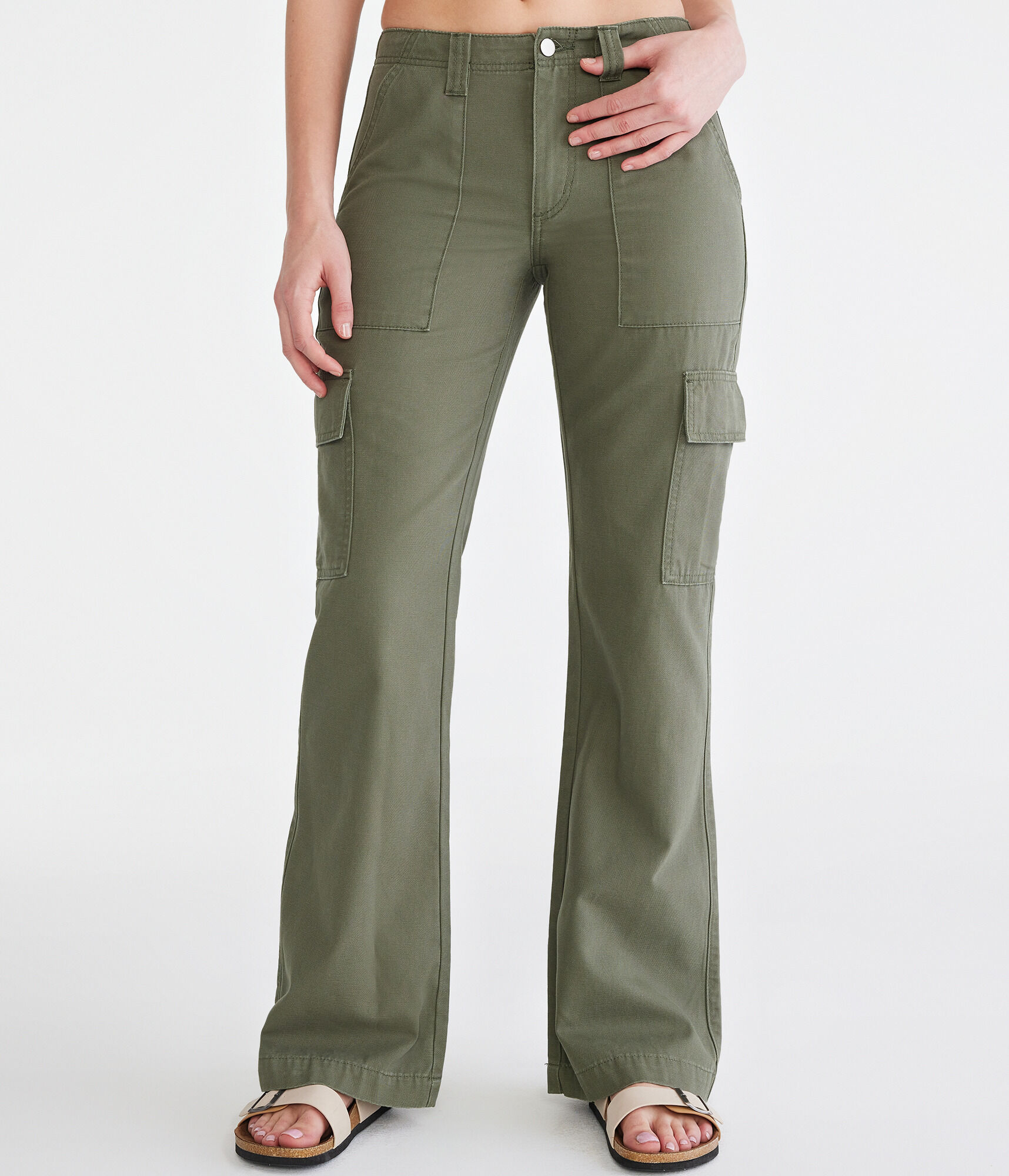 Low-Rise Flare Cargo Pants