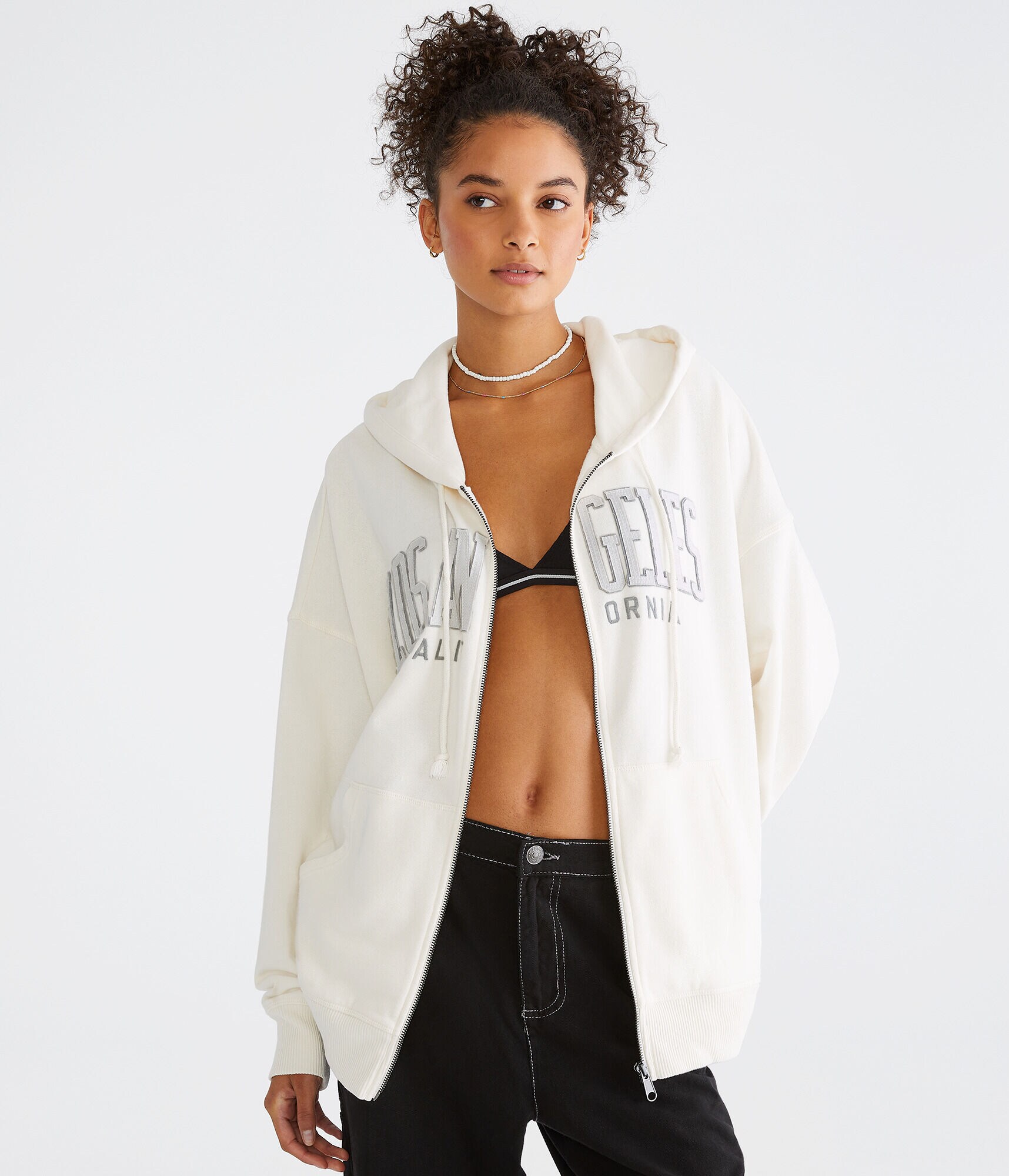 Los Angeles California Oversized Full-Zip Hoodie