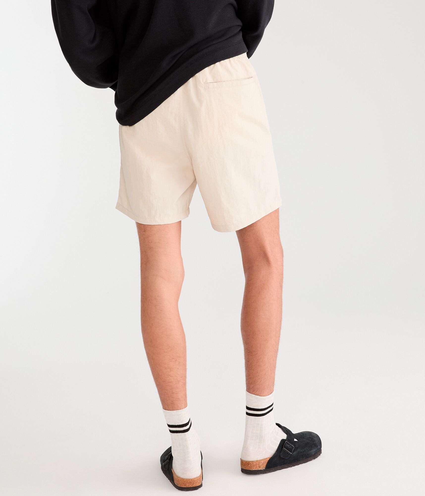 Embroidered Rose Nylon Shorts 6"