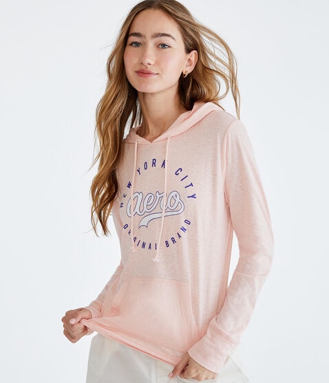 Long Sleeve Aero Script Hooded Graphic Tee
