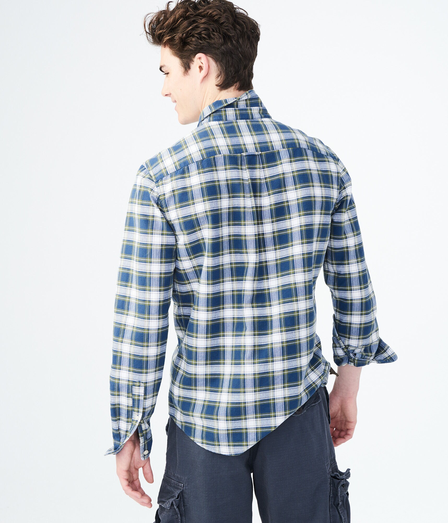 Long Sleeve Plaid Oxford Woven Shirt