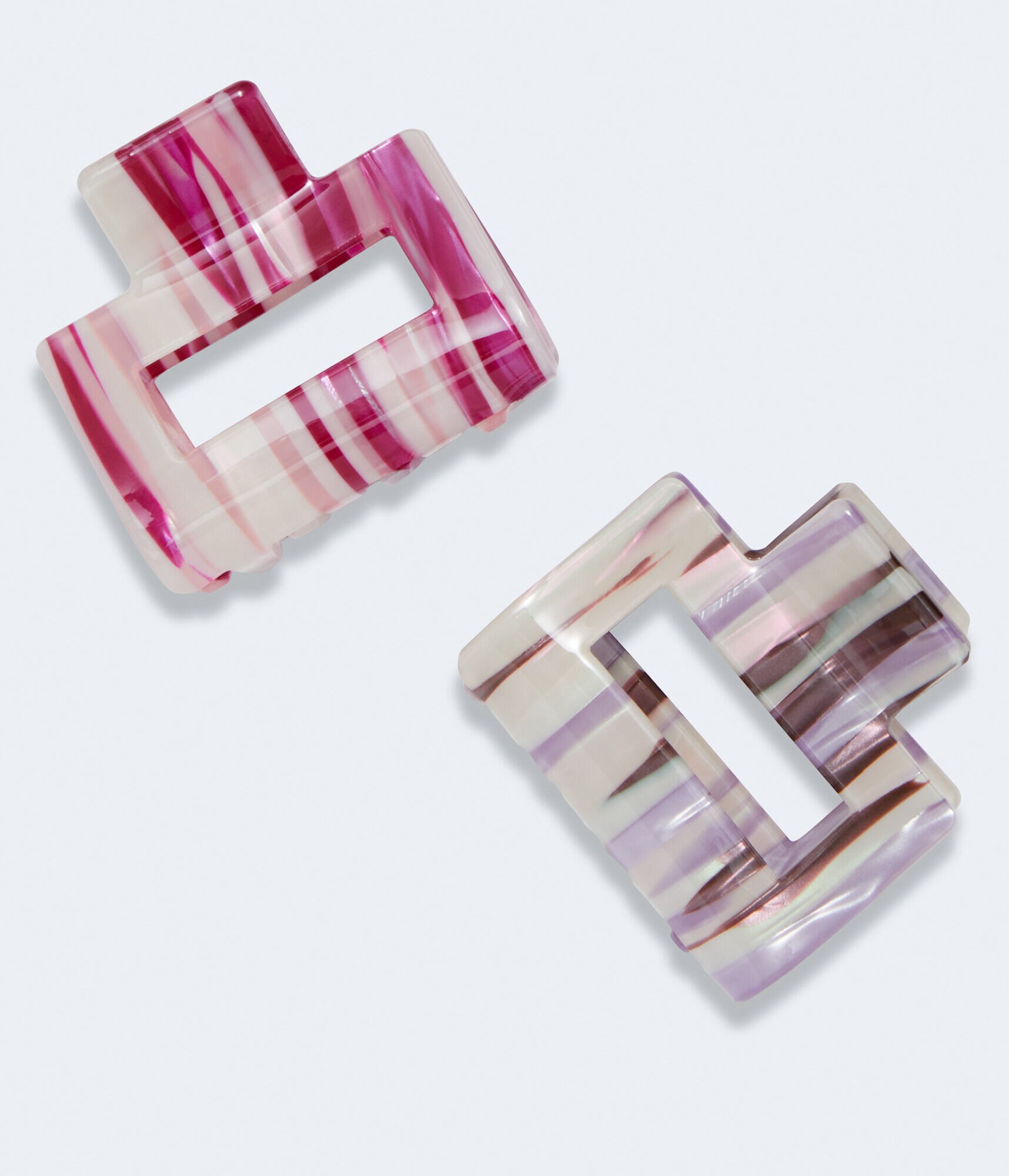 Small Streaky Open Claw Hair Clip 2-Pack