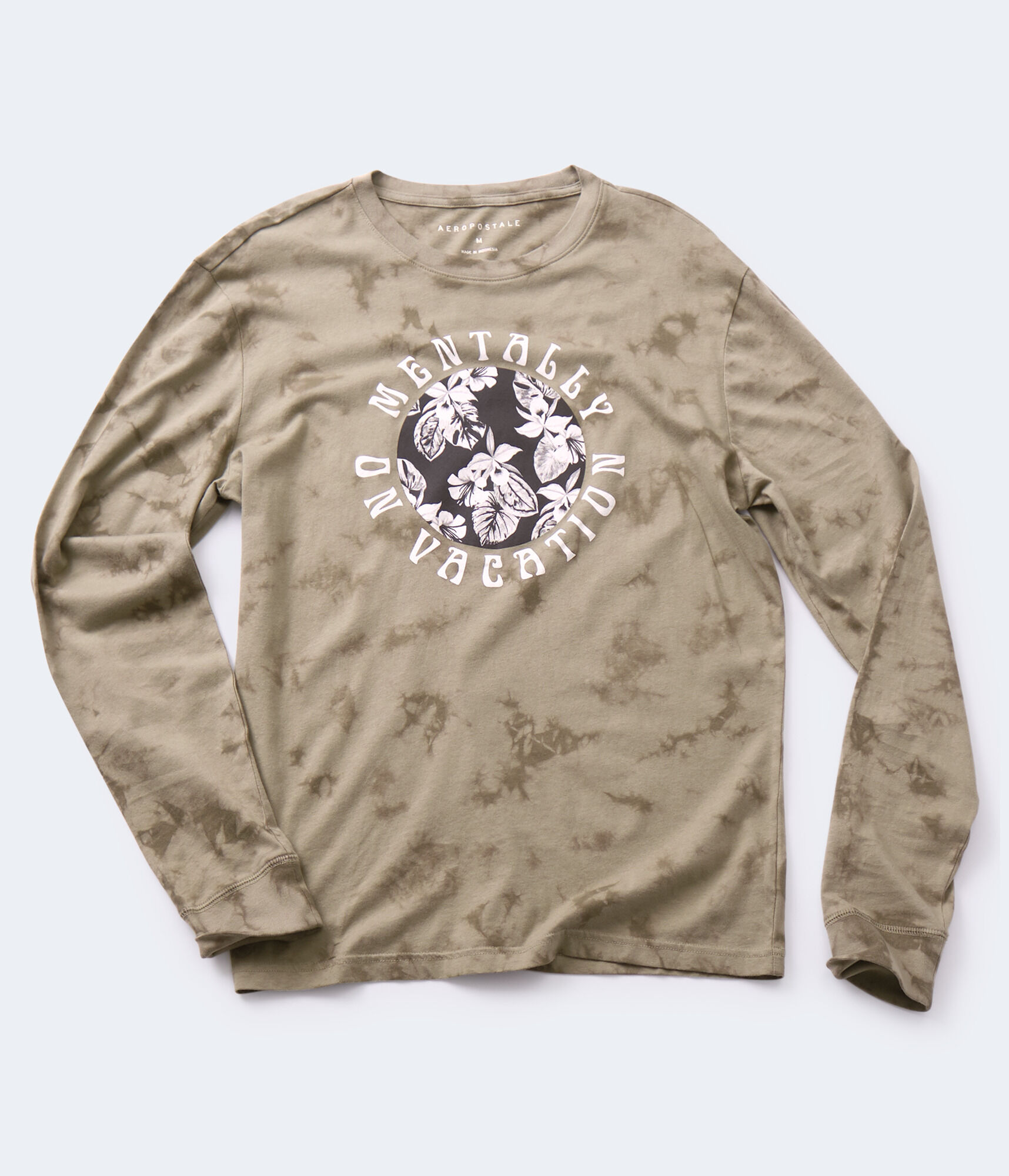 Long Sleeve Mentally On Vacation Tie-Dye Graphic Tee