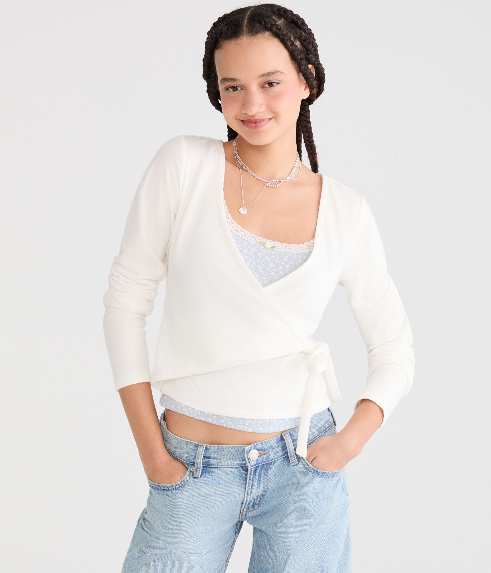 Long Sleeve Wrap-Front Top