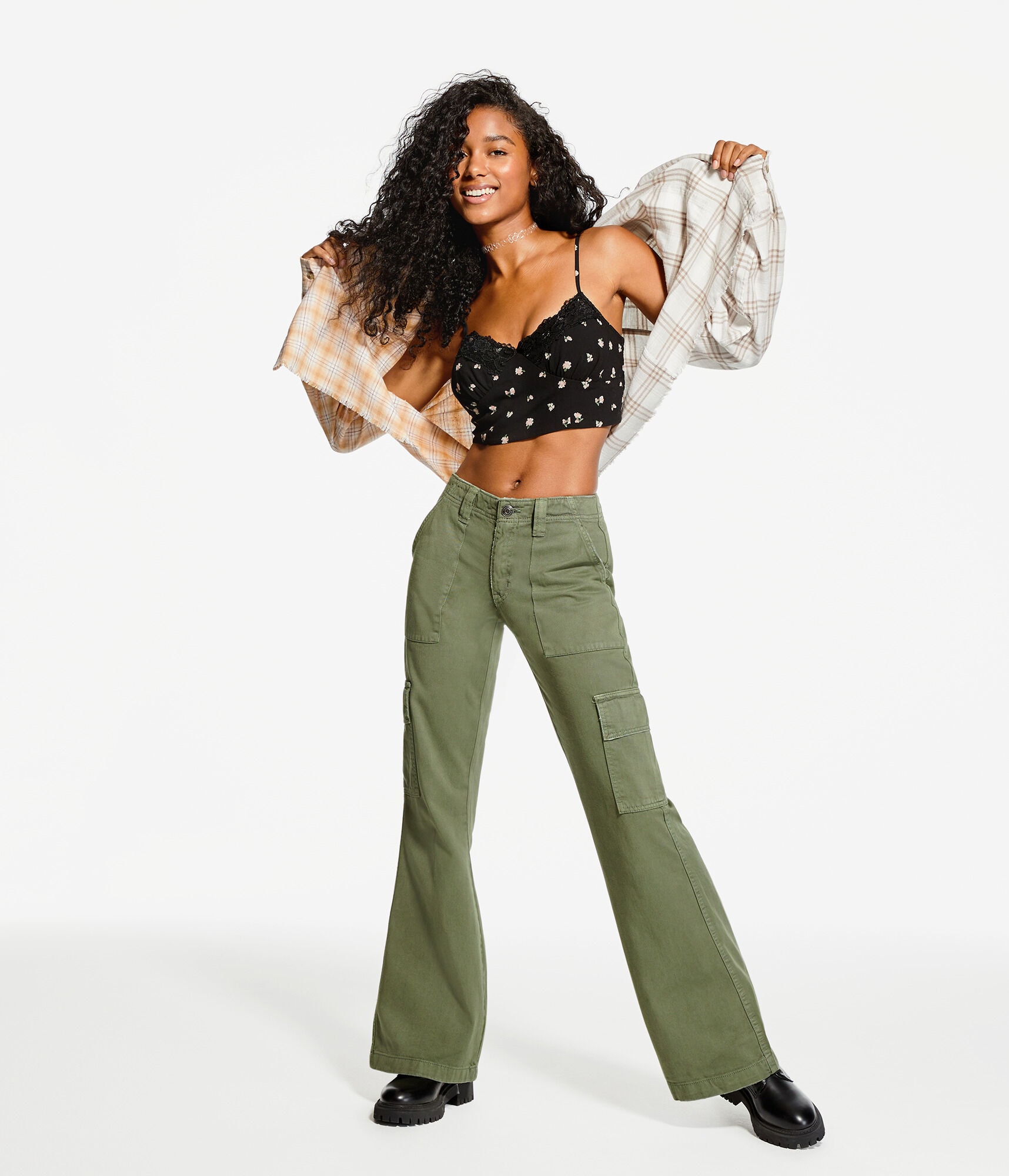 Low-Rise Flare Utility Cargo Pants