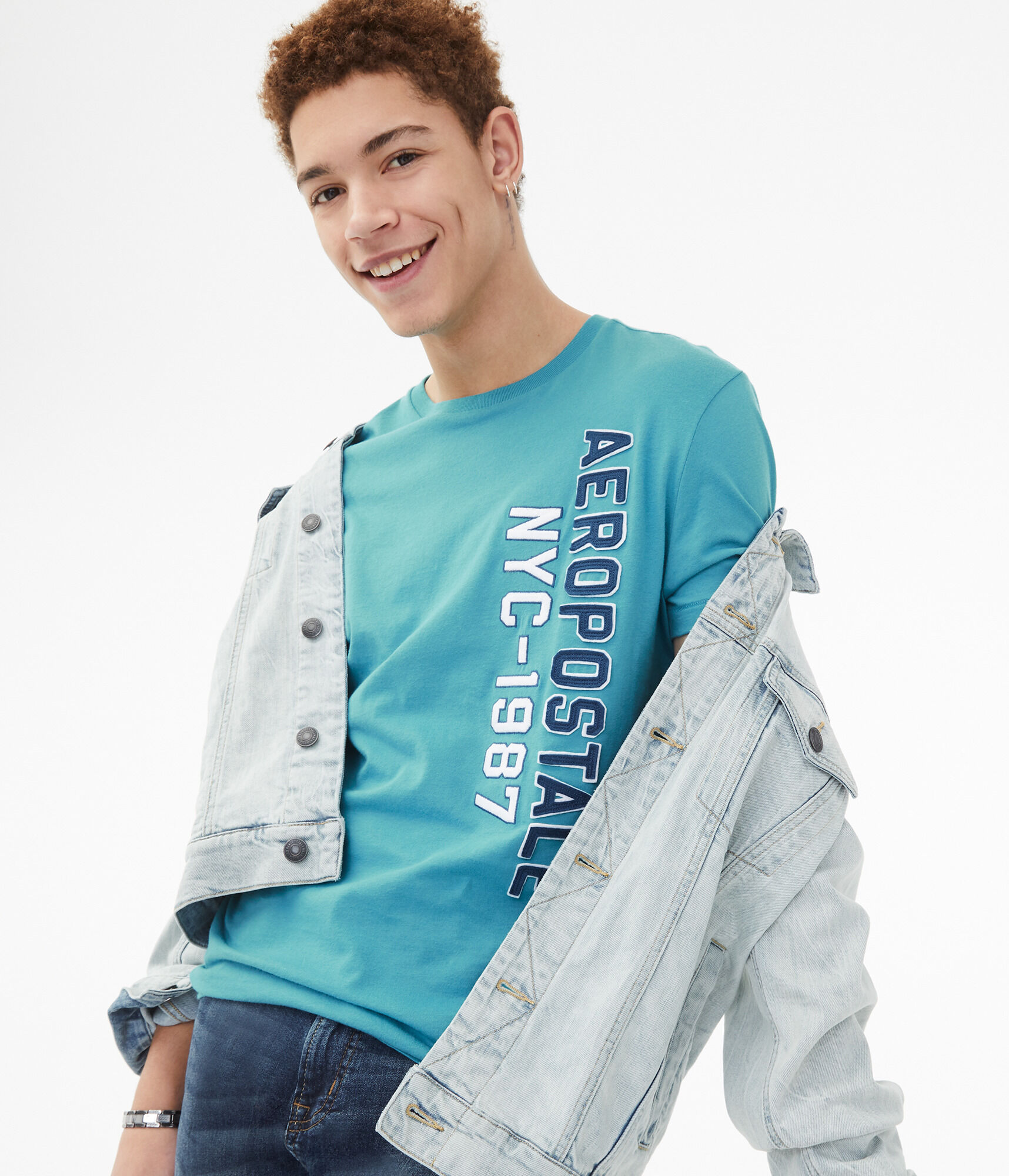 Aeropostale NYC-1987 Logo Appliqu&eacute; Graphic Tee