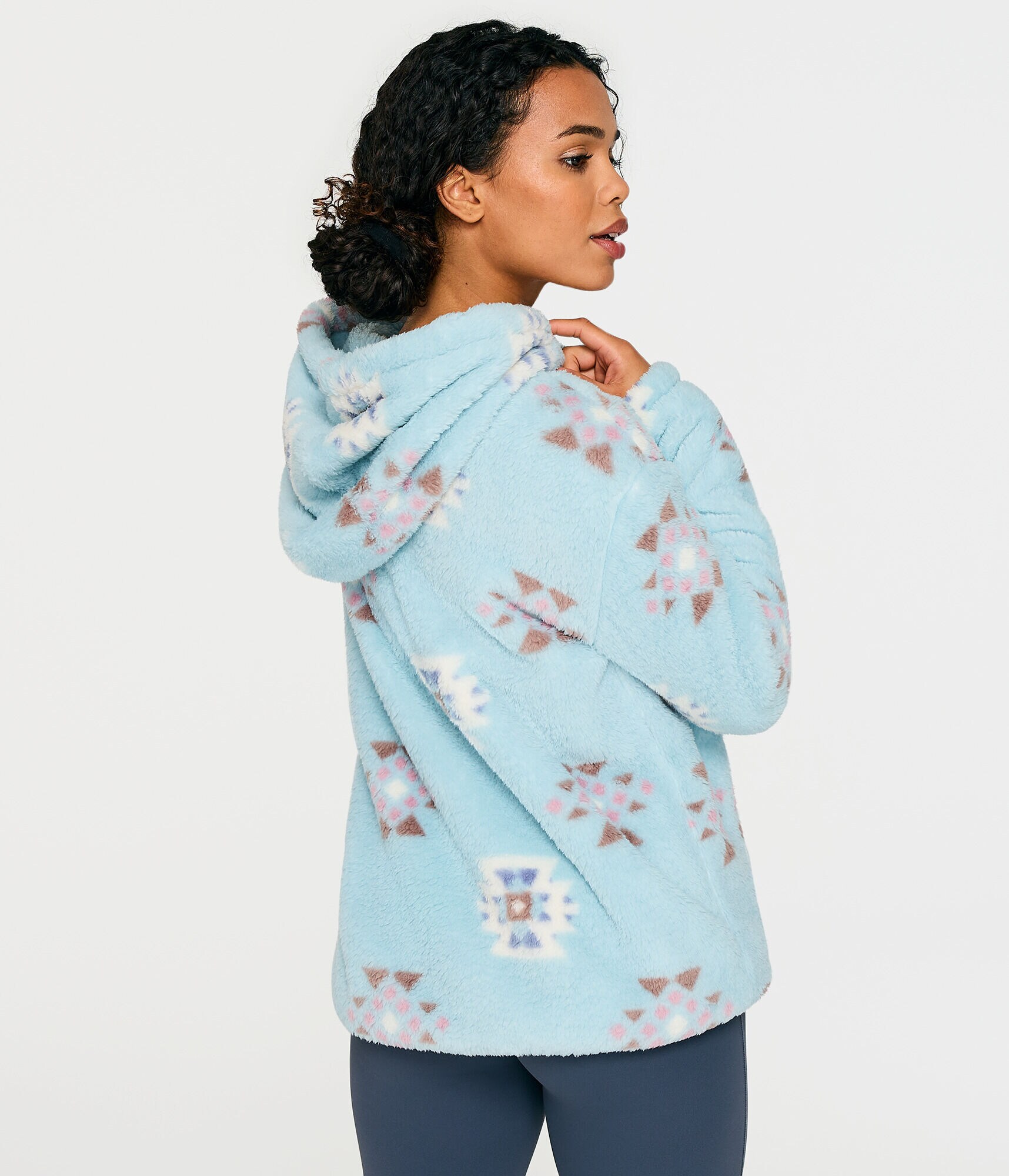 Aero Geometric Sherpa Fleece Pullover Hoodie