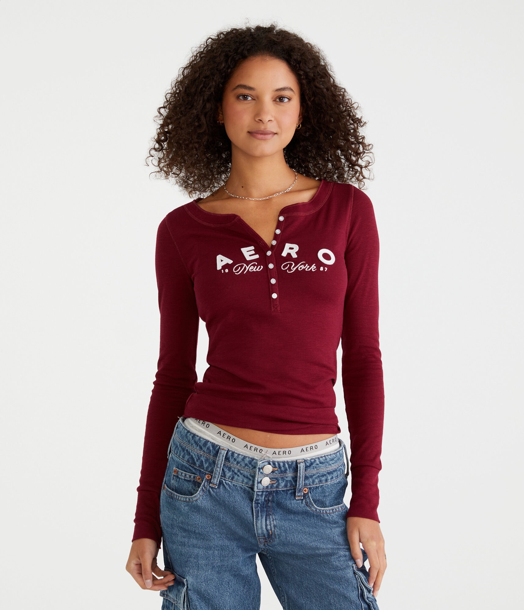 Long Sleeve Aero New York Graphic Henley