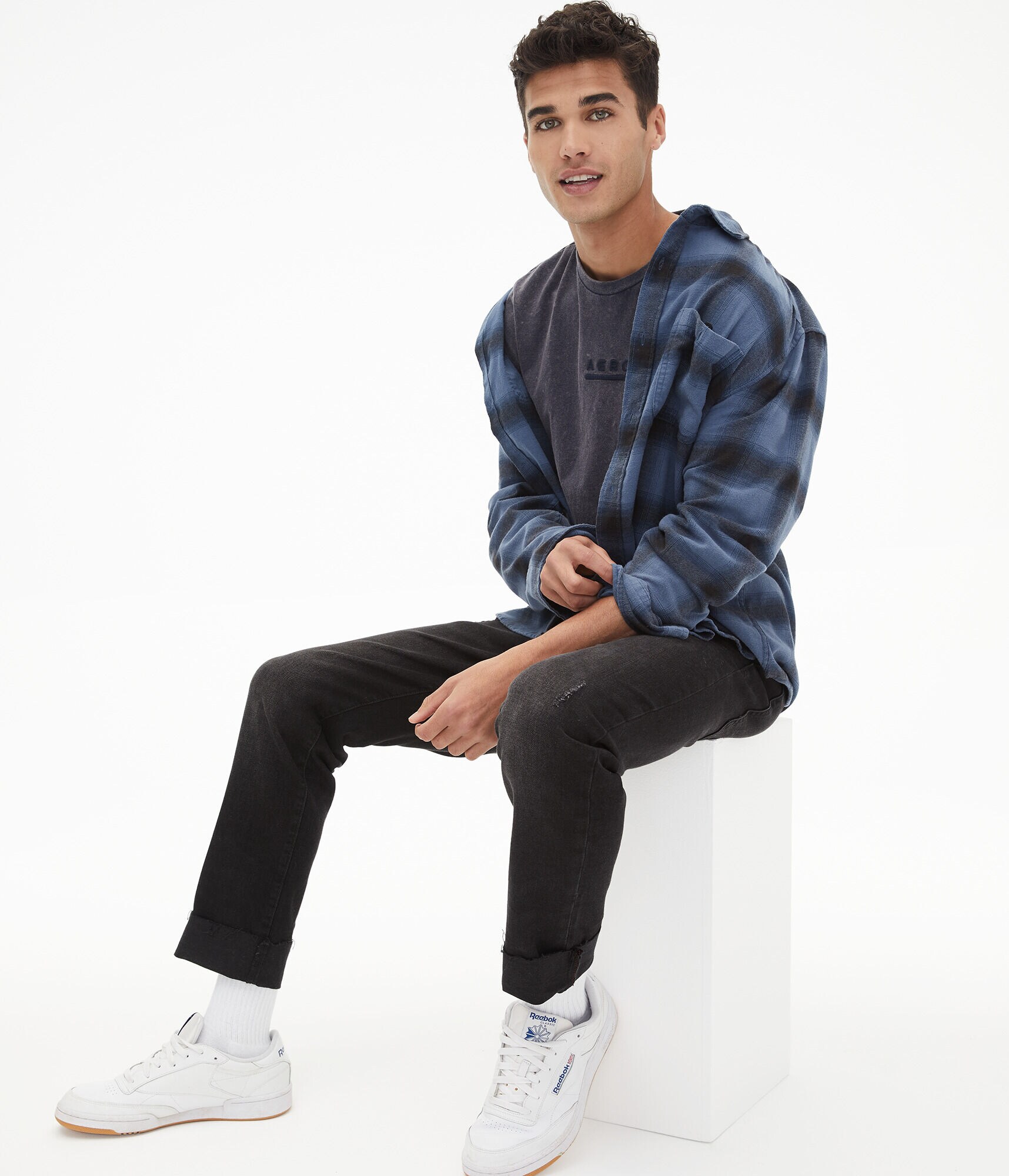 Tonal Logo Marble Wash Curved Hem Graphic Tee