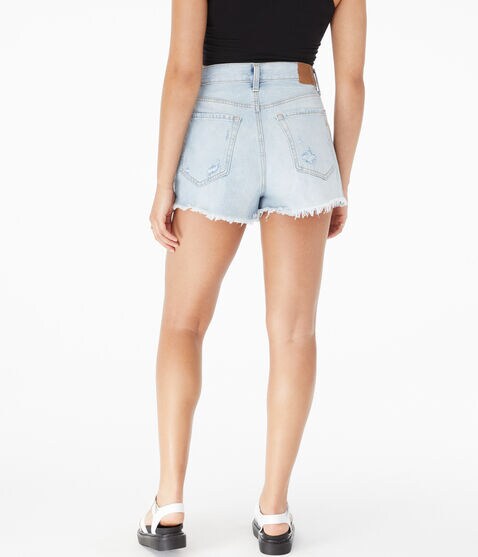 High-Rise Curvy Denim Shorty Shorts