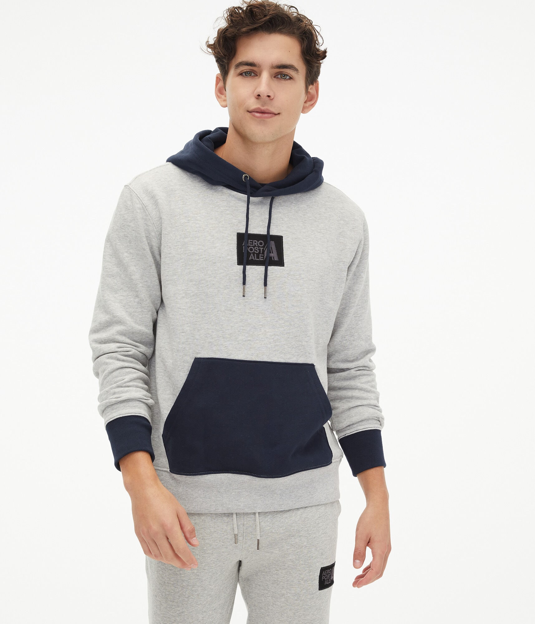 Aeropostale Letter Box Logo Colorblocked Pullover Hoodie