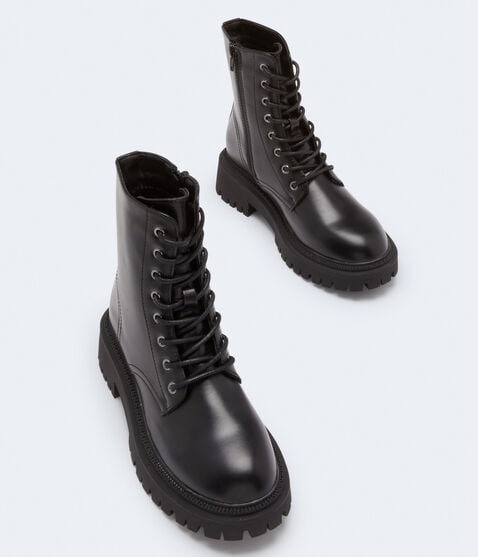 Faux Leather Combat Boot