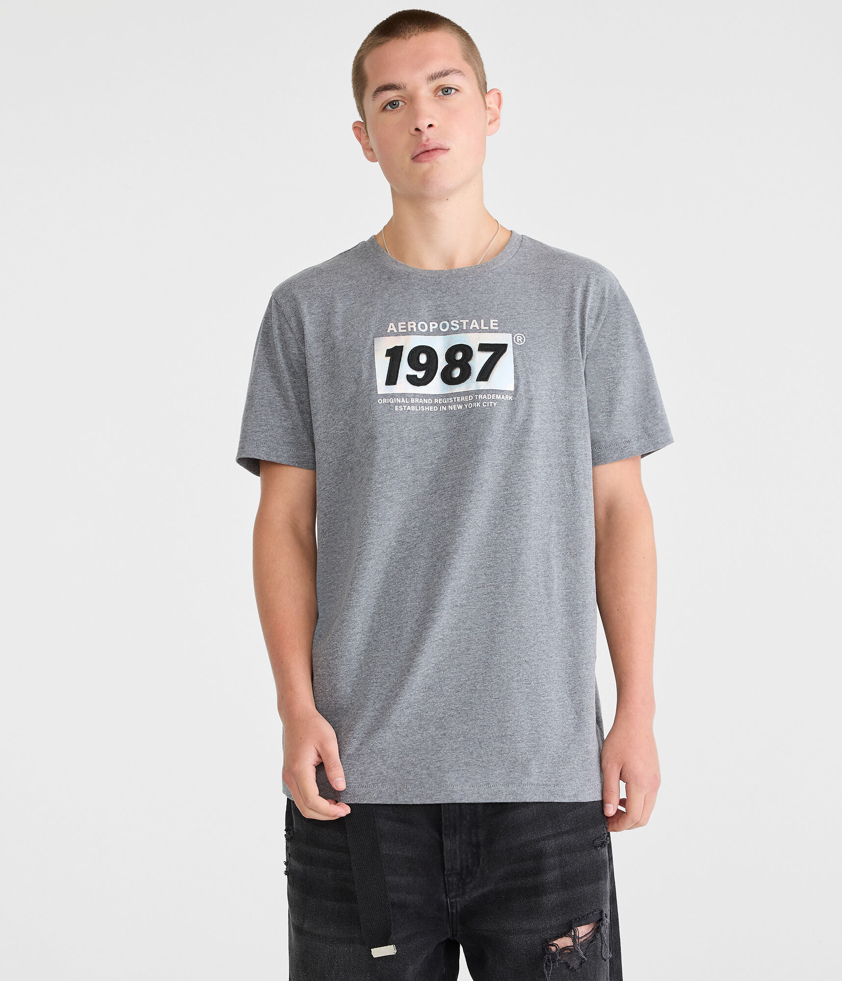 Aeropostale 1987 Box Logo Appliqu&eacute; Graphic Tee