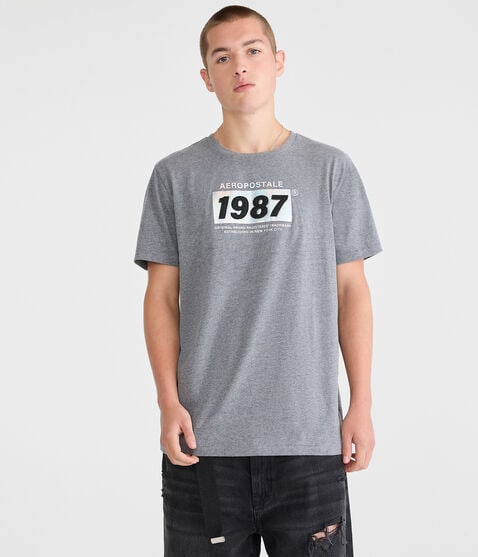 Aeropostale 1987 Box Logo Appliqué Graphic Tee Aeropostale 1987 Box Logo Appliqué Graphic Tee