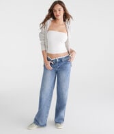 Low-Rise Baggy Wide Leg Crochet Waist Jean