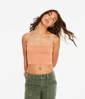 Seamless Lace-Trim Cropped Tank