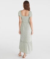 Floral Square-Neck Smocked Midi Dress