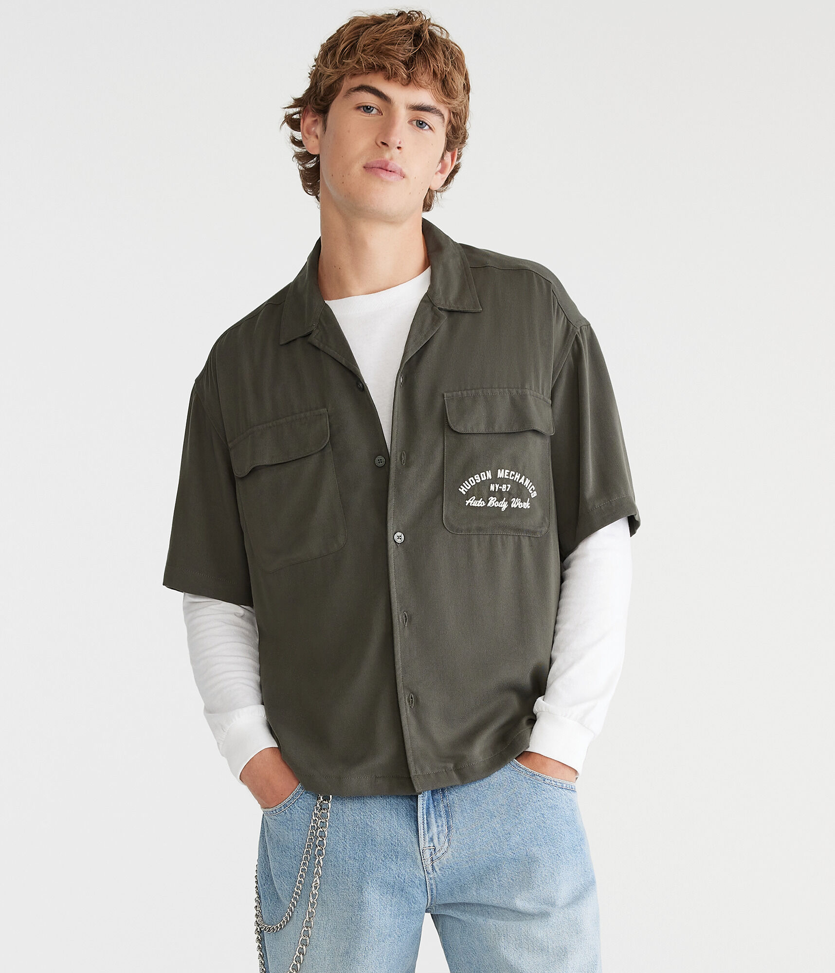 Short Sleeve Hudson Auto Body Mechanic Shirt