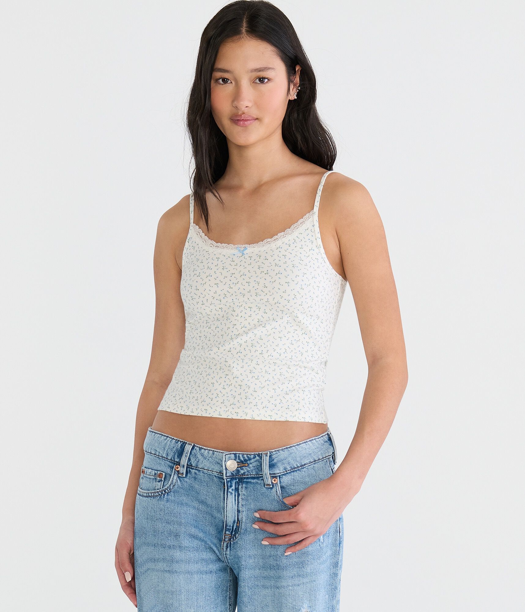 Floral Lace-Trim Cami