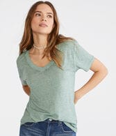 Washed V-Neck Loose-Fit Tee
