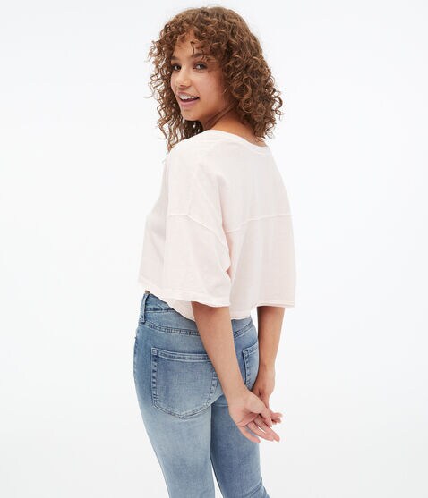 Washed Notch-Neck Cropped Boyfriend Tee Washed Notch-Neck Cropped Boyfriend Tee
