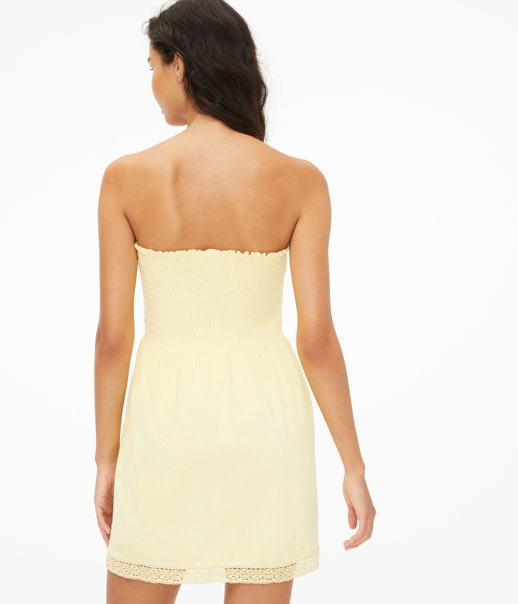 Solid Strapless Smocked Tube Dress