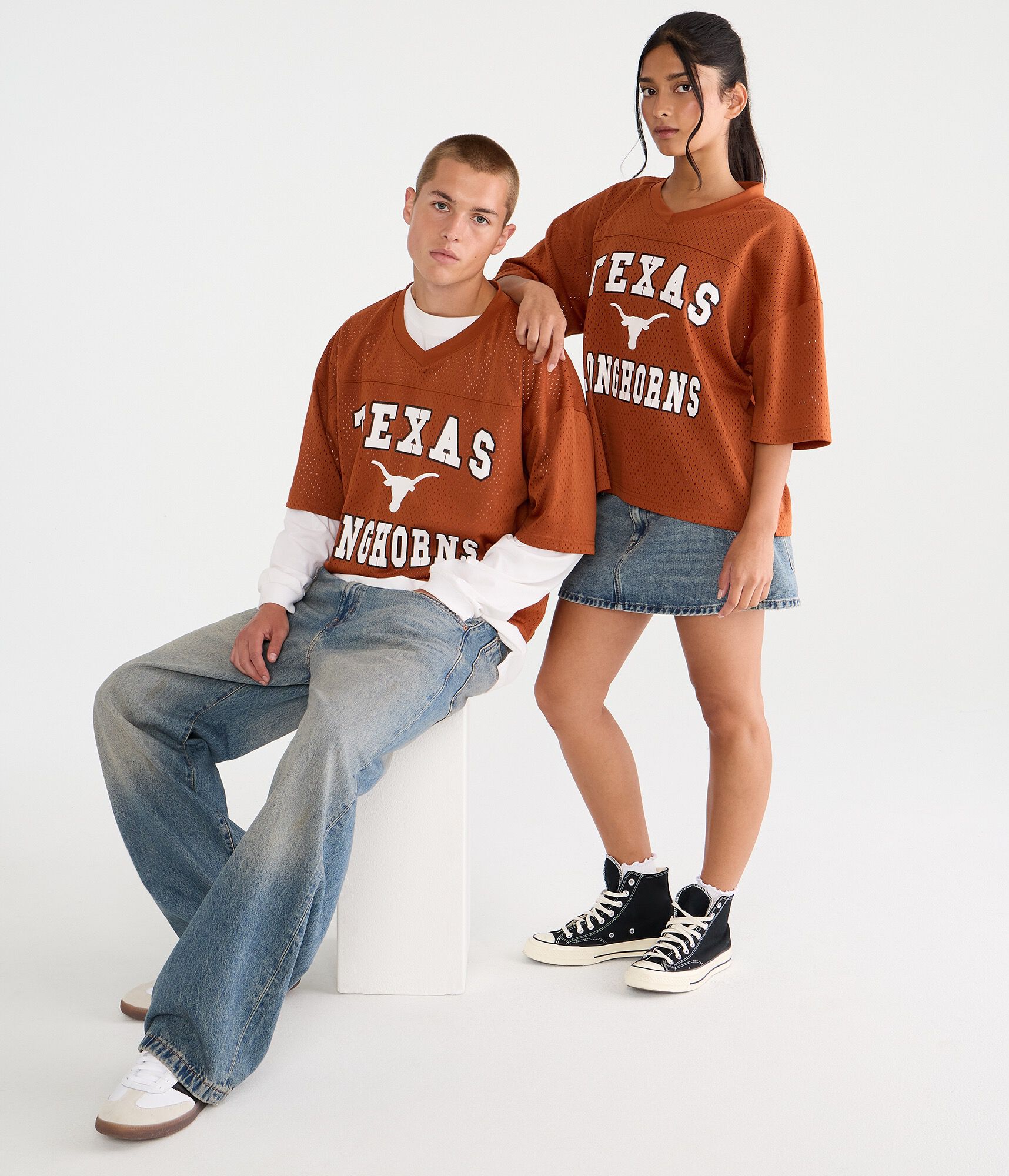 Texas Longhorns Boxy Mesh V-Neck Top