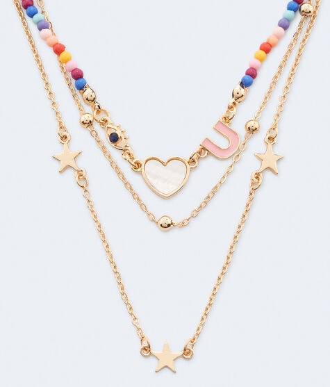 Evil Eye Heart U Triple-Strand Necklace Evil Eye Heart U Triple-Strand Necklace