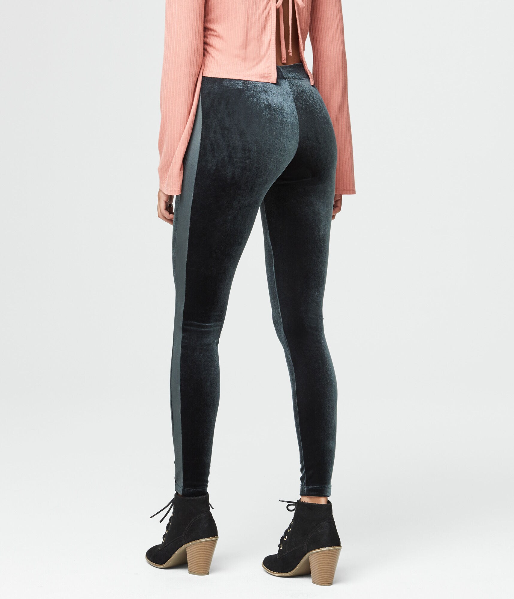 Striped Velvet Ankle Leggings