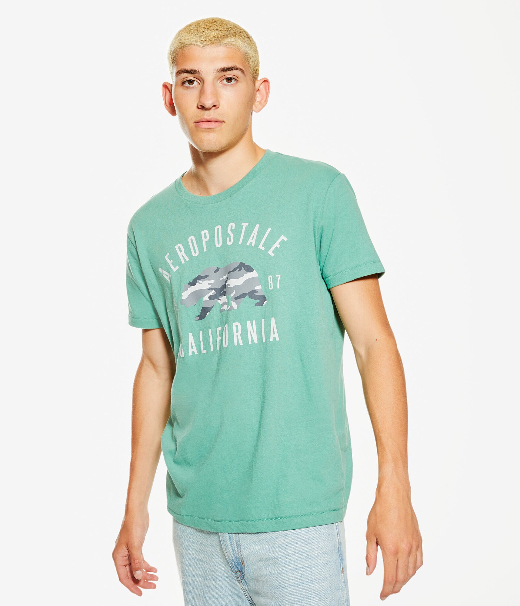Aeropostale Camo Bear Graphic Tee