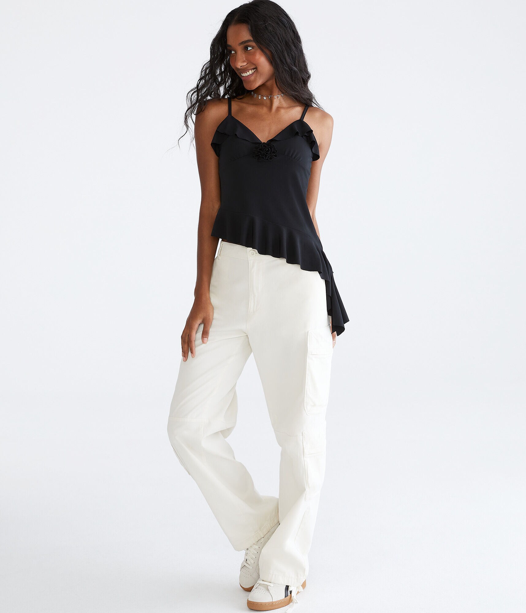 Ruffled Rose Asymmetrical Party Top