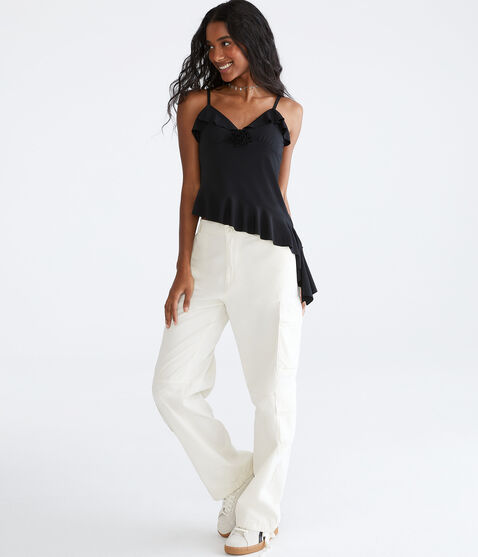 Ruffled Rose Asymmetrical Party Top