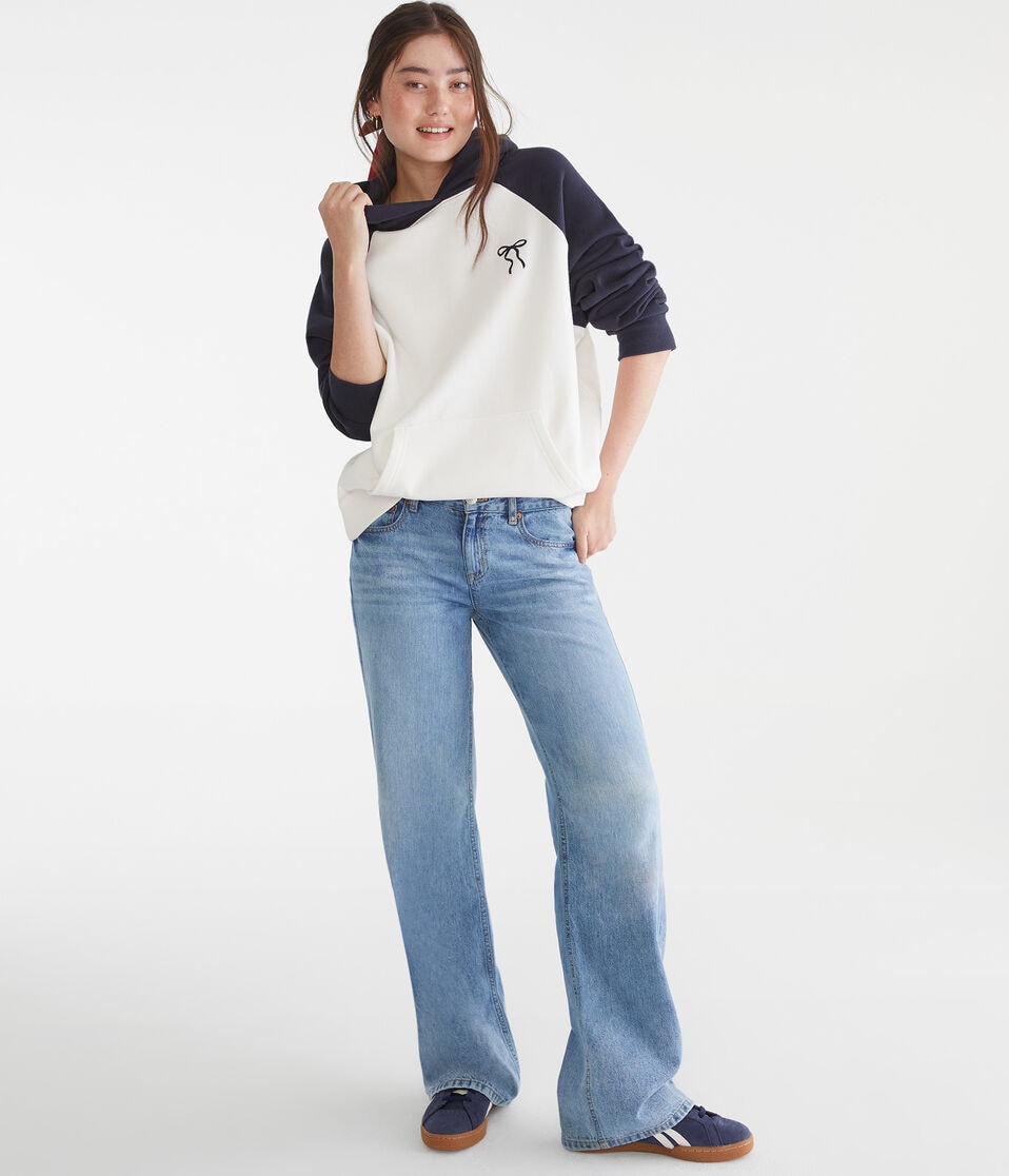 Cloud Soft Bow Oversized Raglan Pullover Hoodie