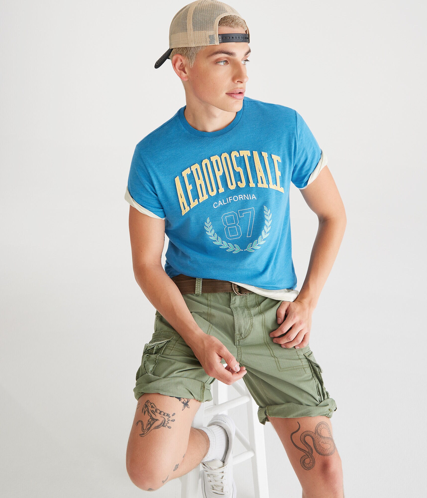 Aeropostale Arch 87 Appliqu&eacute; Graphic Tee