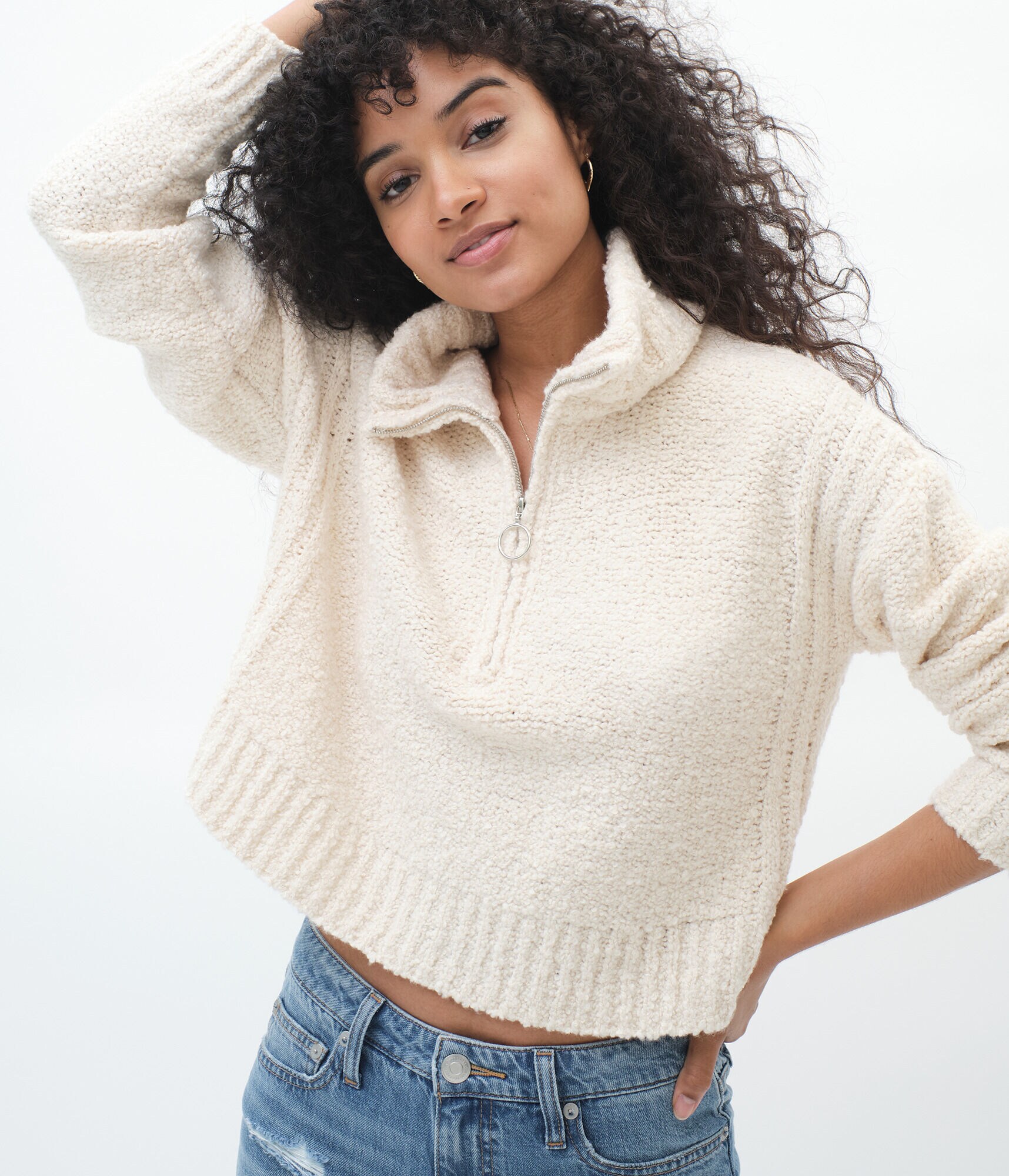 Fuzzy 1/4-Zip Sweater