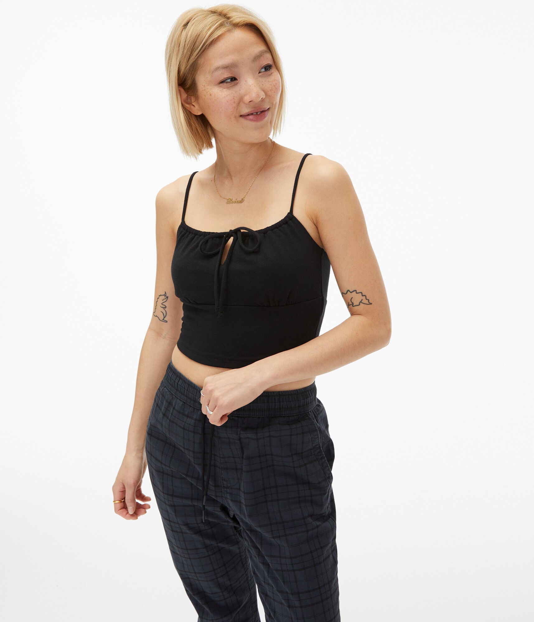 Seriously Soft Keyhole Tie Cropped Tank