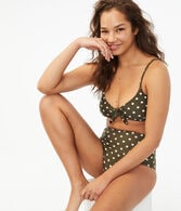 Polka Dot Tie-Front Bikini Top