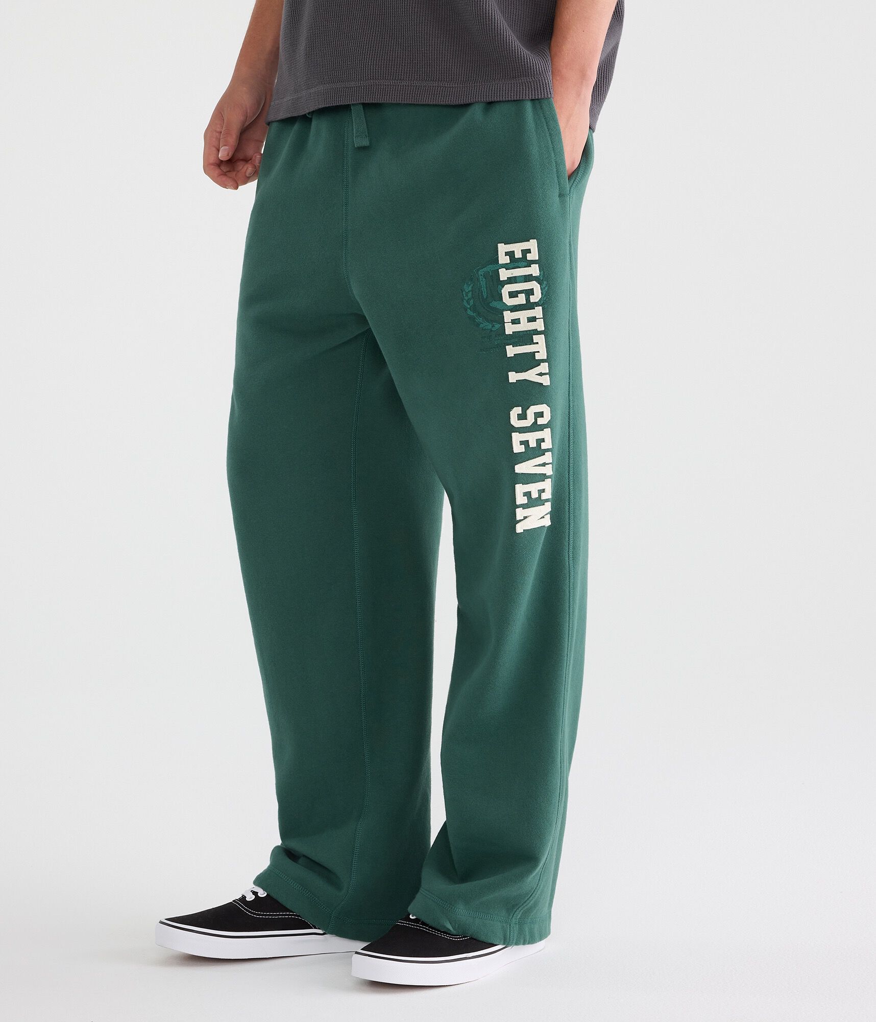 Cloud Soft Eighty Seven Plaid Layered Waistband Baggy Sweatpants