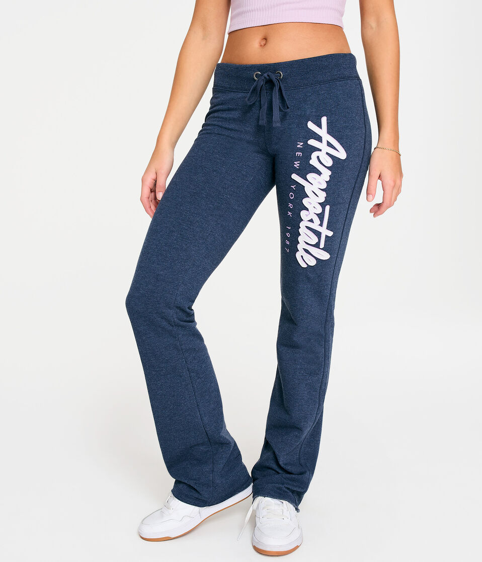 Aeropostale Script Low-Rise Fit & Flare Sweatpants