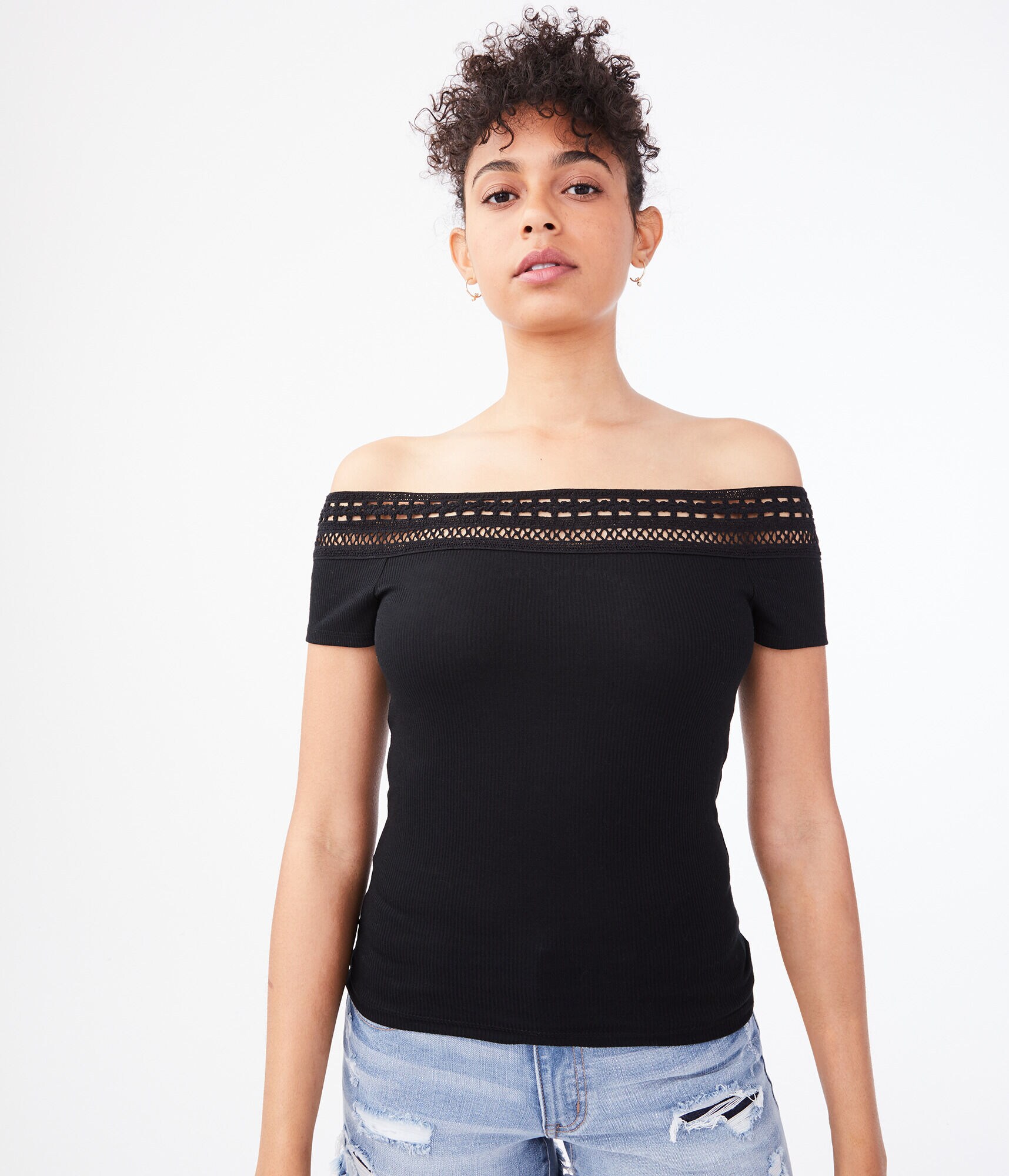 Seriously Soft Lace Off-The-Shoulder Bodycon Top***