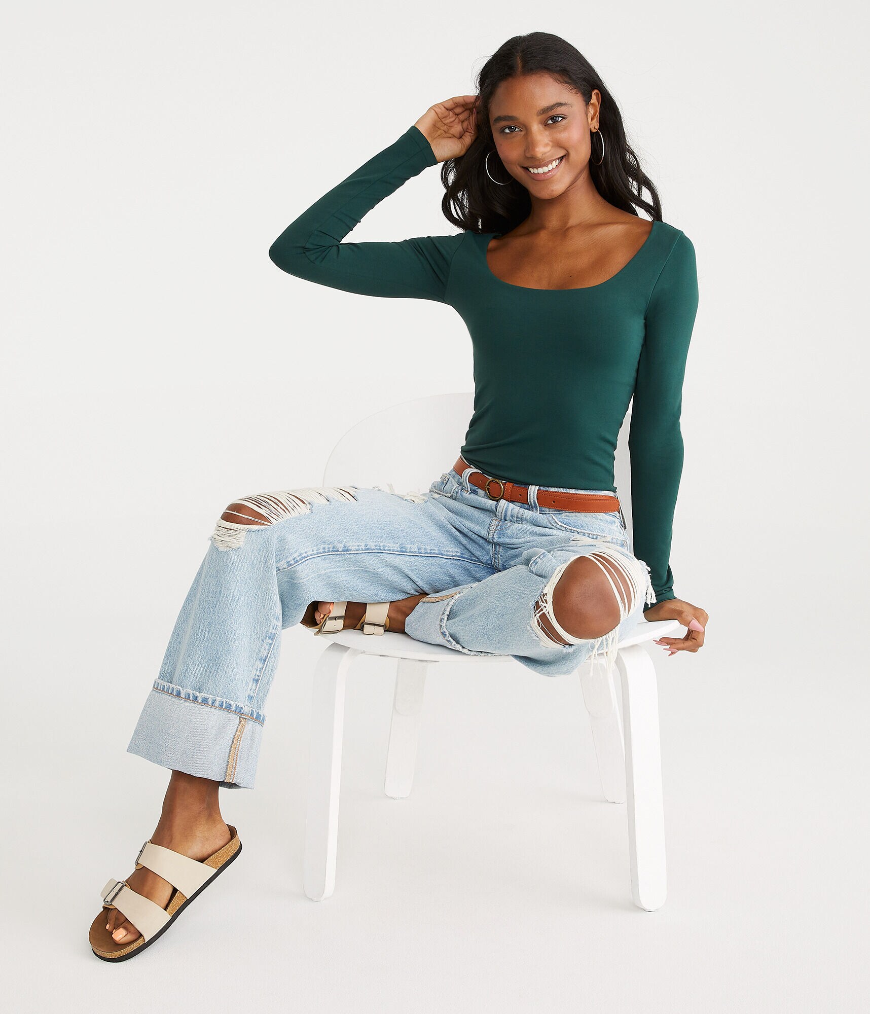 Long Sleeve Seriously Soft Sculpt Scoop-Neck Tee