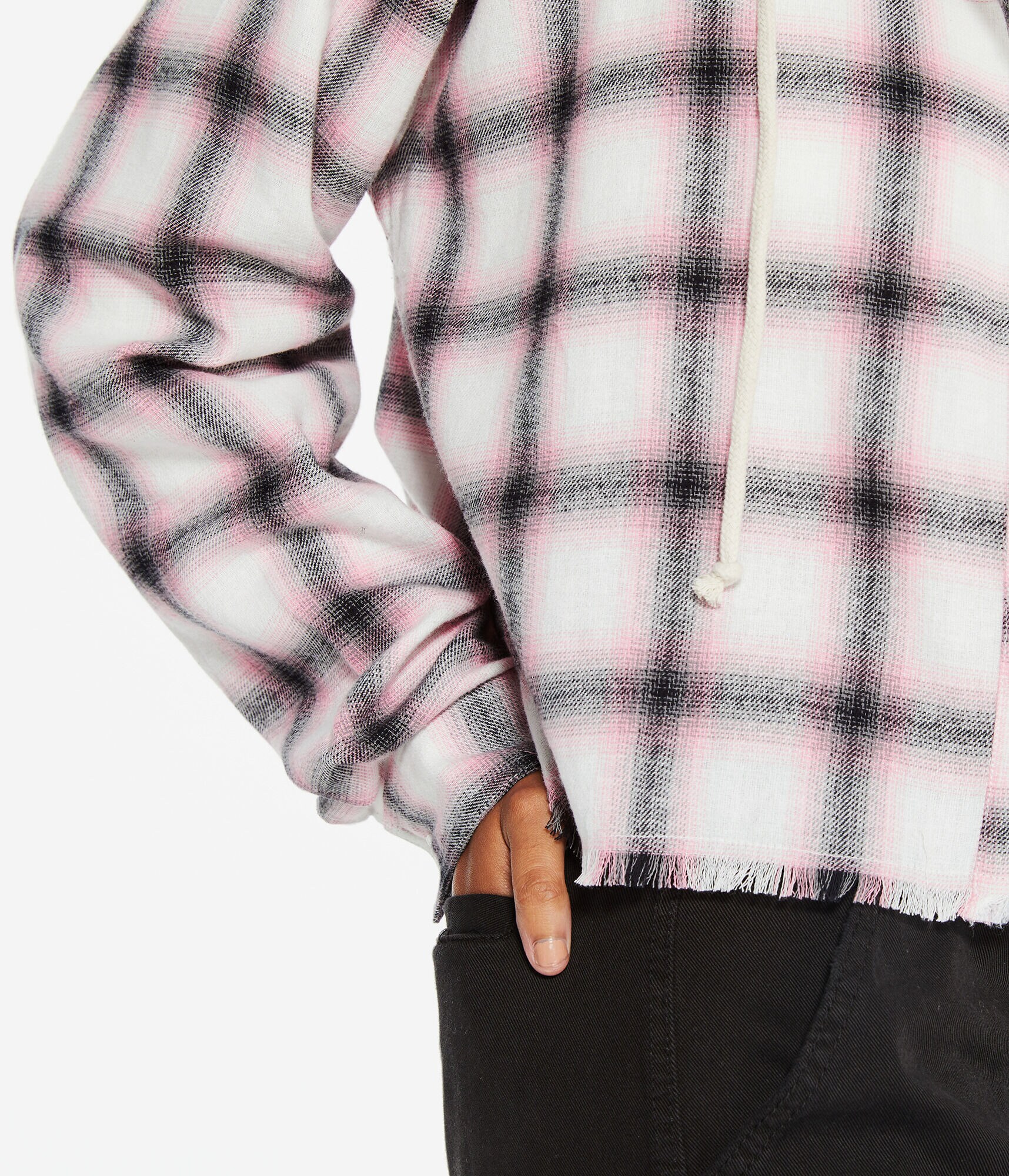 Long Sleeve Plaid Hooded Button-Down Shirt