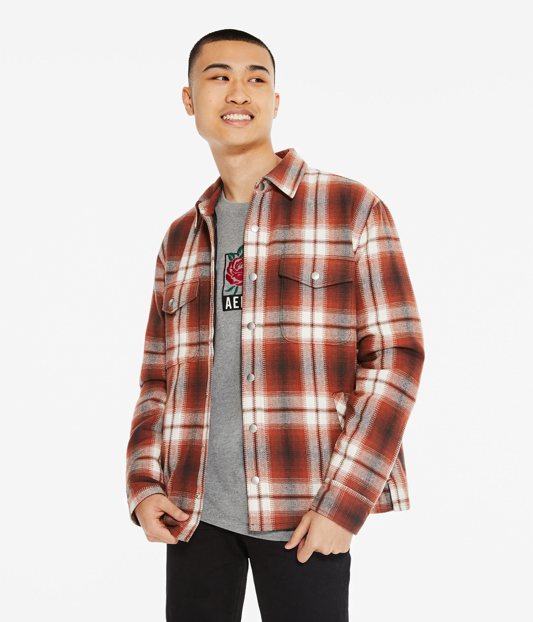 aeropostale mens plaid flannel shacket