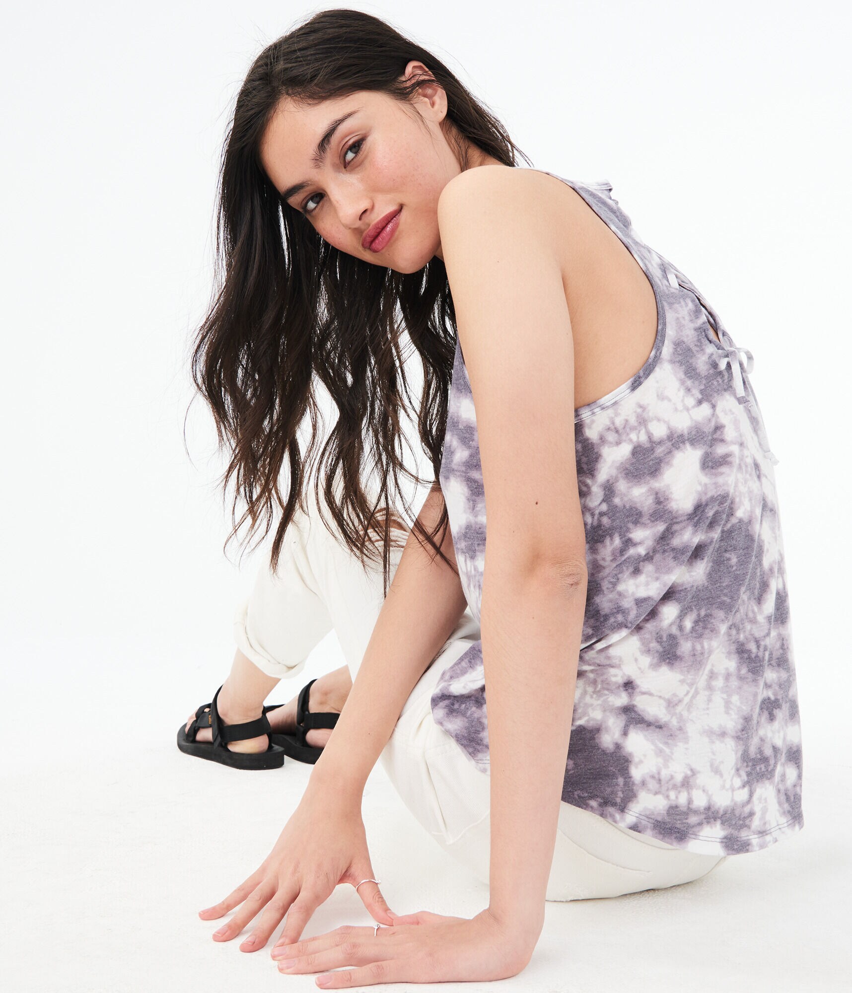 LLD Tie-Dye Lace-Up Racerback Tank