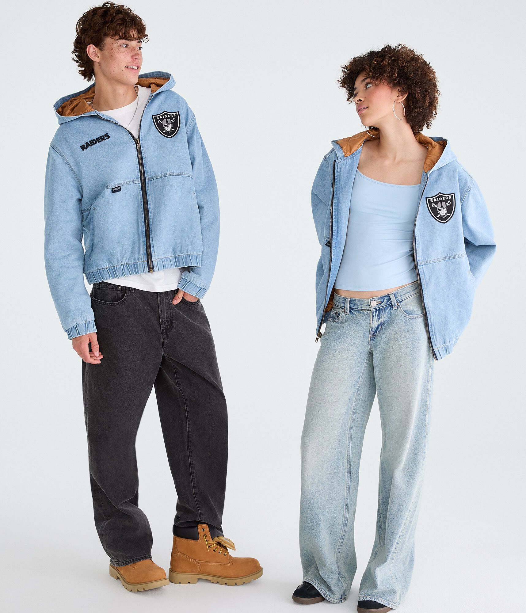 Las Vegas Raiders Full-Zip Hooded Denim Jacket