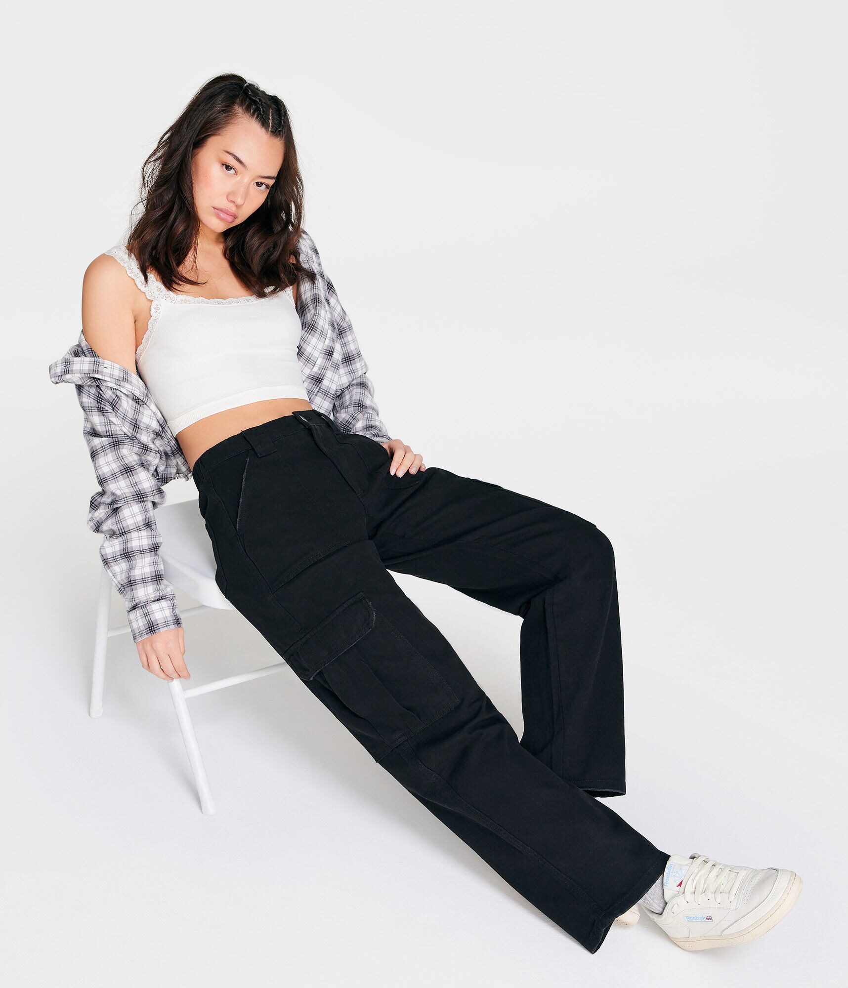 Mid-Rise Straight Cargo Pants