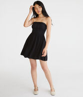 Solid Strapless Lace-Trim Fit & Flare Dress