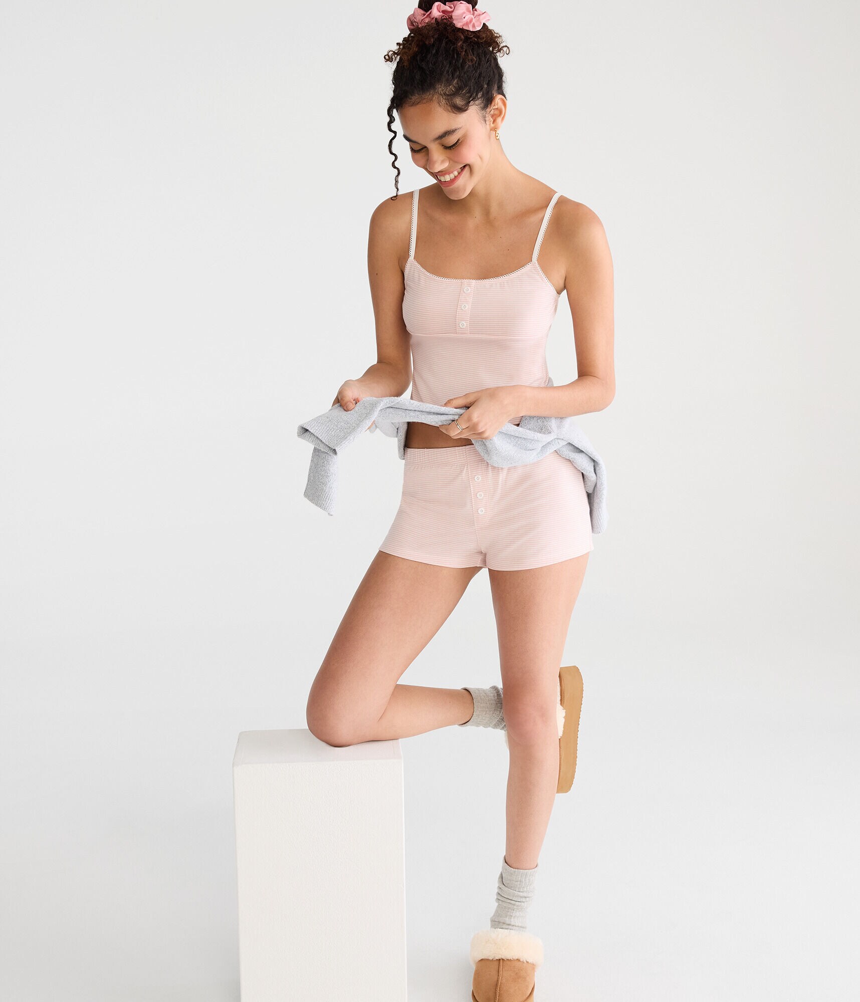 Printed Henley Sleep Tank