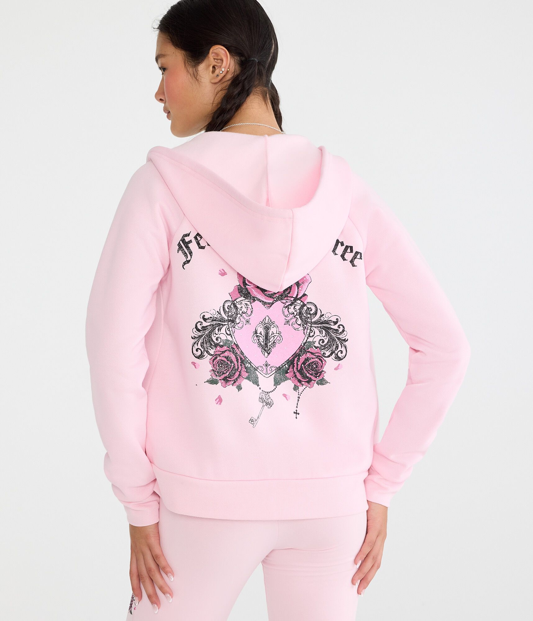 Cloud Soft Rose Locket Full-Zip Hoodie